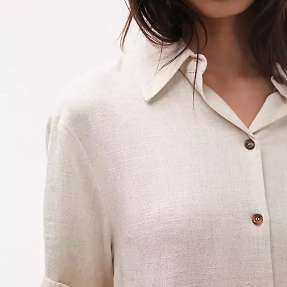 Topshop Linen Blend Button Up Romper In Ivory Size 2 NWT - Picture 4 of 13